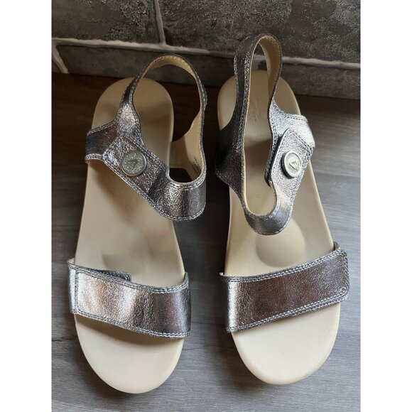 ABEO CORA Leather Sandals Size 8 With Cork Wedge Adjustable - Picture 6 of 15